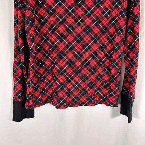 Victoria's Secret Pajama Shirt Women's Large Red Plaid Long Sleeve Vneck Button - Picture 7 of 7